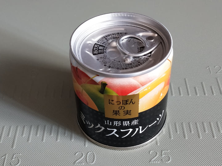 にっぽんの果実ミックスフルーツ缶の表
